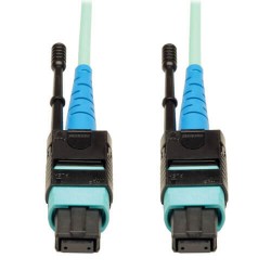 N846-05M-24-P MTP/MPO Patch Cable, 100GBASE-SR10, CXP, 24 Fiber, 100GbE OM3 Plenum-Rated - Aqua, 5M (16-ft.)
