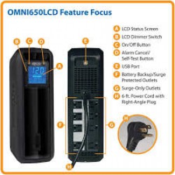 OMNI650LCD OmniSmart LCD 120V 650VA 350W Line-Interactive UPS, Tower, LCD display, USB port
