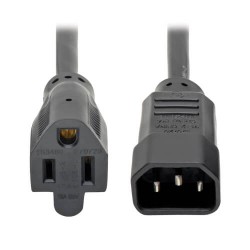 P002-001-10A NEMA 5-15R to C14 Computer AC Power Cable - 10A, 125V, 18 AWG, 1 ft., Black