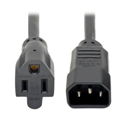 P002-002 NEMA 5-15R to C14 Computer AC Power Cable - 13A, 125V, 16 AWG, 2 ft., Black