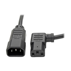 P004-002-13LA C14 to Left-Angle C13 Computer Power Extension Cord, PDU Style - 10A, 100–250V, 18 AWG, 2 ft., Black