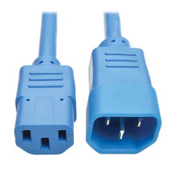 P004-002-ABL C14 Male to C13 Female Power Cable, C13 to C14 PDU Style - 10A, 250V, 18 AWG, 2 ft., Blue