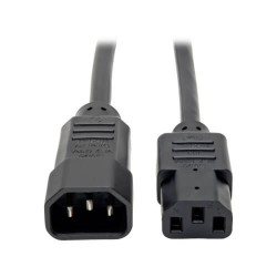 P004-003-13A C14 Male to C13 Female Power Cable, C13 to C14 PDU Style - 13A, 100–250V, 16 AWG, 3 ft., Black