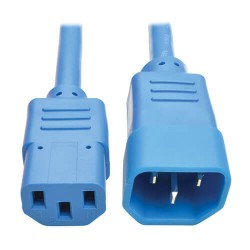 P004-003-ABL C14 Male to C13 Female Power Cable, C13 to C14 PDU Style - 10A, 250V, 18 AWG, 3 ft., Blue