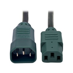 P004-004-GN C14 Male to C13 Female Power Cable, C13 to C14 PDU Style - 10A, 100–250V, 18 AWG, 4 ft., Green