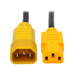 P004-004-YW C14 Male to C13 Female Power Cable, C13 to C14 PDU Style - 10A, 100–250V, 18 AWG, 4 ft., Yellow