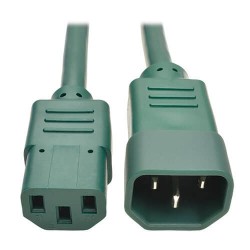 P004-006-AGN C14 Male to C13 Female Power Cable, C13 to C14 PDU Style - 10A, 250V, 18 AWG, 6 ft., Green