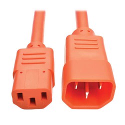 P004-006-AOR C14 Male to C13 Female Power Cable, C13 to C14 PDU Style - 10A, 250V, 18 AWG, 6 ft., Orange
