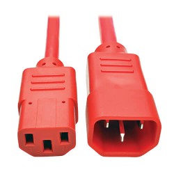 P004-006-ARD C14 Male to C13 Female Power Cable, C13 to C14 PDU Style - 10A, 250V, 18 AWG, 6 ft., Red