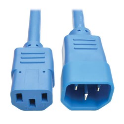 P005-003-ABL Heavy-Duty C13 to C14 PDU-Style Power Extension Cable - 15A, 100–250V, 14 AWG, 3 ft., Blue