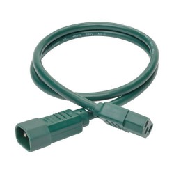 P005-003-AGN Heavy-Duty C13 to C14 PDU-Style Power Extension Cable - 15A, 100–250V, 14 AWG, 3 ft., Green