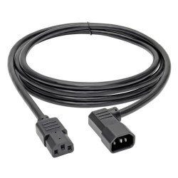 P005-010-14LA C13 to Left-Angle C14 PDU-Style Power Extension Cord, Heavy Duty - 15A, 100–250V, 14 AWG, 10 ft., Black