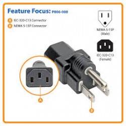 P006-000 NEMA 5-15P to C13 Power Cord Adapter - 10A, 125V, Black