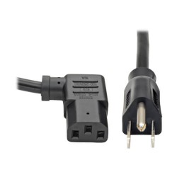 P006-006-13RA NEMA 5-15P to Right-Angle IEC-320-C13 Power Extension Cable, Heavy Duty - 10A, 125V, 18 AWG, 6 ft., Black