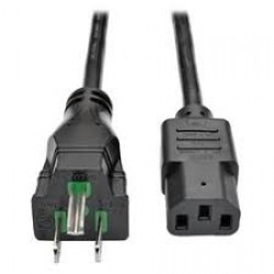 P006-006-HG10 Hospital-Grade Power Cord, NEMA 5-15P to C13 - Green Dot, 10A, 125V, 18 AWG, 6 ft., Black