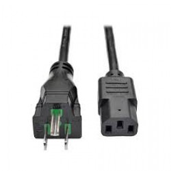 P006-010-HG10 Hospital-Grade Power Cord, NEMA 5-15P to C13 - Green Dot, 10A, 125V, 18 AWG, 10 ft., Black