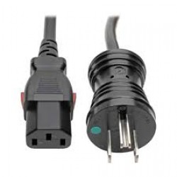 P006-L25-HG15 Hospital-Grade Power Cord, NEMA 5-15P to Locking IEC C13 - Green Dot, 15A, 125V, 14 AWG, 25 ft., Black