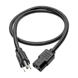 P007-003 Desktop Computer Power Cord, 5-15P to C13 - Heavy Duty, 15A, 125V, 14 AWG, 3 ft., Black