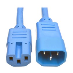P018-003-ABL IEC C14 to IEC C15 Power Cable - Heavy Duty, 15A, 250V, 14 AWG, 3 ft., Blue