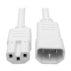 P018-003-AWH IEC C14 to IEC C15 Power Cable - Heavy Duty, 15A, 250V, 14 AWG, 3 ft., White