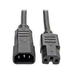 P018-006 IEC C14 to IEC C15 Power Cable - Heavy Duty, 15A, 100-250V, 14 AWG, 6 ft., Black