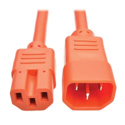 P018-006-AOR IEC C14 to IEC C15 Power Cable - Heavy Duty, 15A, 250V, 14 AWG, 6 ft., Orange