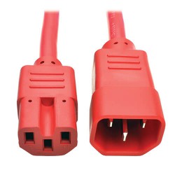 P018-006-ARD IEC C14 to IEC C15 Power Cable - Heavy Duty, 15A, 250V, 14 AWG, 6 ft., Red