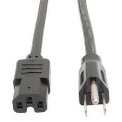 P019-008 C15 Power Cord, 5-15P to C15 - Heavy Duty, 15A, 125V, 14 AWG, 8 ft., Black