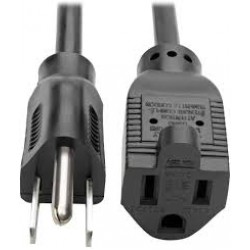 P022-012 Power Extension Cord, NEMA 5-15P to NEMA 5-15R - 10A, 120V, 18 AWG, 12 ft., Black