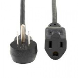P022-025-15D Power Extension Cord, Right-Angle NEMA 5-15P to NEMA 5-15R - 10A, 120V, 18 AWG, 25 ft., Black