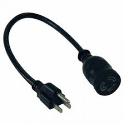 P023-001 Heavy-Duty Extension Cable, L5-15R to 5-15P - 15A, 120V, 14 AWG, 1 ft., Black