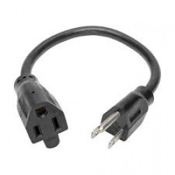 P024-001-13A 1 Ft. Extension Cord, NEMA 5-15P to NEMA 5-15R - 13A, 120V, 16 AWG, Black
