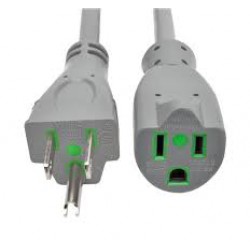 P024-006-GY-HG Hospital-Grade Extension Cord, NEMA 5-15P to NEMA 5-15R - Green Dot, 15A, 125V, 14 AWG, 6 ft., Gray
