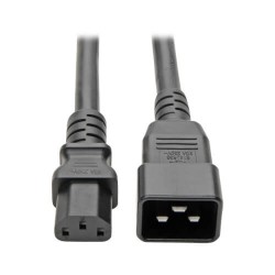 P032-003 C20 to C13 Power Cable for Computer - Heavy Duty, 15A, 100-250V, 14 AWG, 3 ft., Black