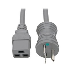 P033-006-GY-HG Hospital-Grade Power Cord, NEMA 6-15P to C19 - Heavy-Duty, Green Dot, 15A, 250V, 14 AWG, 6 ft., Gray