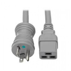 P049-006-GY-HG Hospital-Grade Power Cord, NEMA 5-20P to C19 - Heavy Duty, Green Dot, 20A, 125V, 12 AWG, 6 ft., Gray