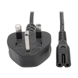 P061-006 UK Plug to C7, UK Computer Power Cable - BS1363 to C7, 2.5A, 250V, 18 AWG, 6 ft. (1.8 m), Black