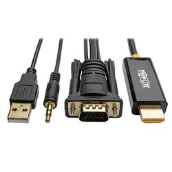 P116-006-HDMI-A VGA + Audio to HDMI Adapter Cable with USB Power, 1920 x 1080 (1080p) @ 60 Hz (M/M), 6 ft.