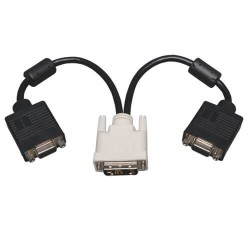 P120-001-2 DVI to VGA Y Splitter Adapter Cable (DVI-I-M to 2x HD15-F), 1-ft.
