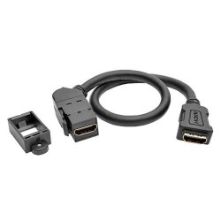 P164-001-KPA-BK High-Speed HDMI with Ethernet All-in-One Keystone/Panel Mount Coupler Cable (F/F), Angled Connector, 1 ft.