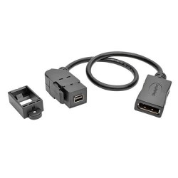 P169-001-KPA-BK Mini DisplayPort to DisplayPort All-in-One Keystone/Panel Mount Adapter Cable (F/F), Angled Connector, 1 ft.