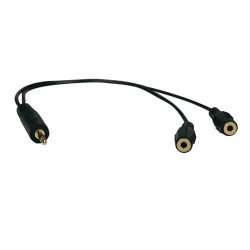 P313-001 3.5mm Mini Stereo Cable adapter Y Splitter for Speakers and Headphones (M to 2x F) 1-ft.