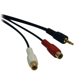 P315-06N 3.5 mm Mini Stereo to 2 RCA Audio Y Splitter Adapter Cable (M/F), 6 in.