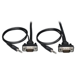 P504-003-SM Low-Profile High Resolution SVGA/VGA Monitor Cable with Audio and RGB Coax (HD15 M/M), 3-ft.