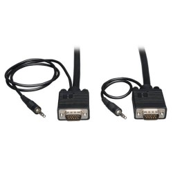 P504-030 VGA Coax Monitor Cable with Audio, High Resolution Cable with RGB Coax (HD15 and 3.5mm M/M), 30-ft.