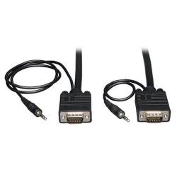 P504-035 VGA Coax Monitor Cable with Audio, High Resolution cable with RGB Coax (HD15 and 3.5mm M/M) 35-ft.
