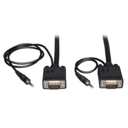 P504-050 VGA Coax Monitor Cable with Audio, High Resolution Cable with RGB Coax (HD15 and 3.5mm M/M), 50-ft.