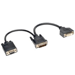 P564-06N-DV DVI Y Splitter Cable, Digital and VGA Monitors (DVI-I M to DVI-D F and HD15 F) 6-in.