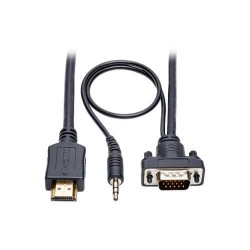 P566-010-VGA-A HDMI to VGA + Audio Active Converter Cable, HDMI to Low-Profile HD15 + 3.5 mm (M/M), 1920 x 1200/1080p @ 60 Hz, 10 ft.