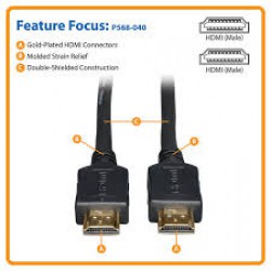 P568-040-HD High-Speed HDMI Cable with Ethernet - 4K, No Signal Booster Needed, M/M, Black, 40 ft.